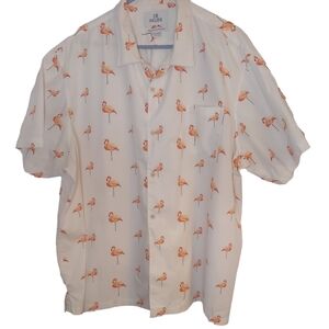 Flamingo Aloha Shirt 28 Palms EUC Cotton 3XL